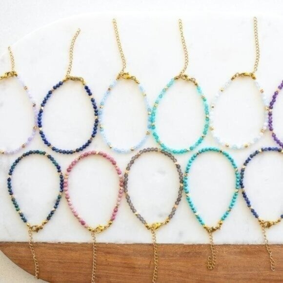 Lapis Lazuli Bundle Beaded Bracelet and Blue Lapiz Lazuli Gemstone Necklace CUTE - Picture 8 of 11